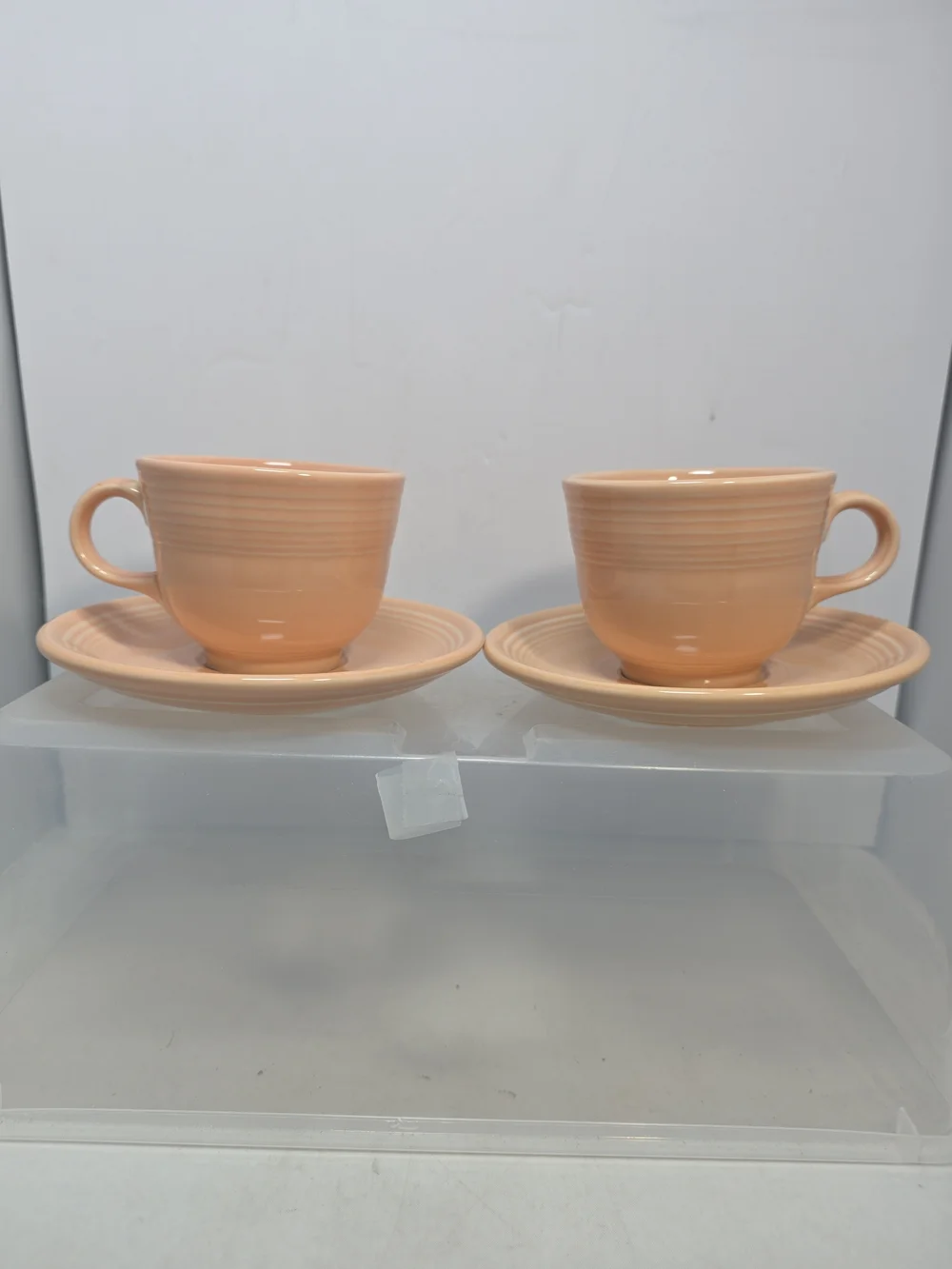 Fiesta Ware Apricot Flat Coffee Cups & Saucers Set of 2 Homer Laughlin